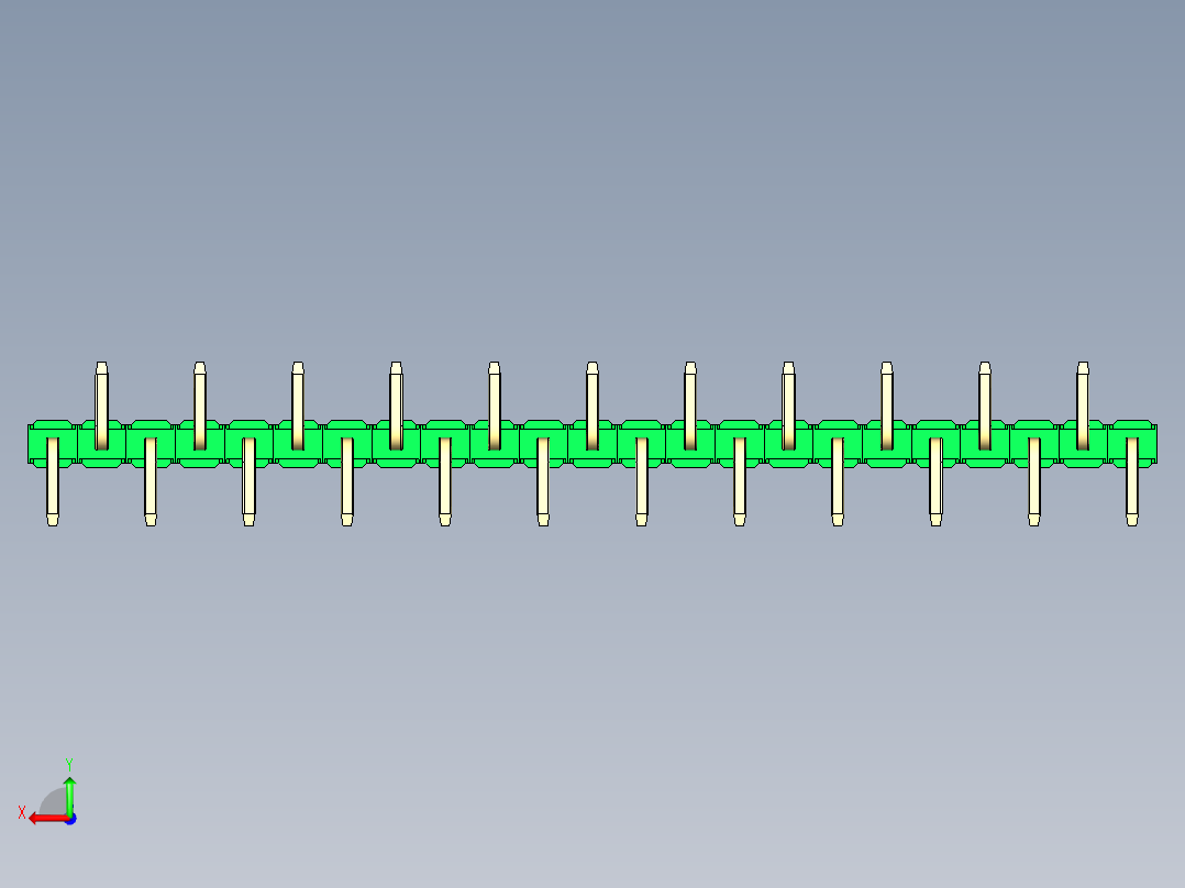彩色公排针 100mil 2.54mm 系列-DS1022_green_23p_100mil_Type_SMT_R2_rev1.0后视图