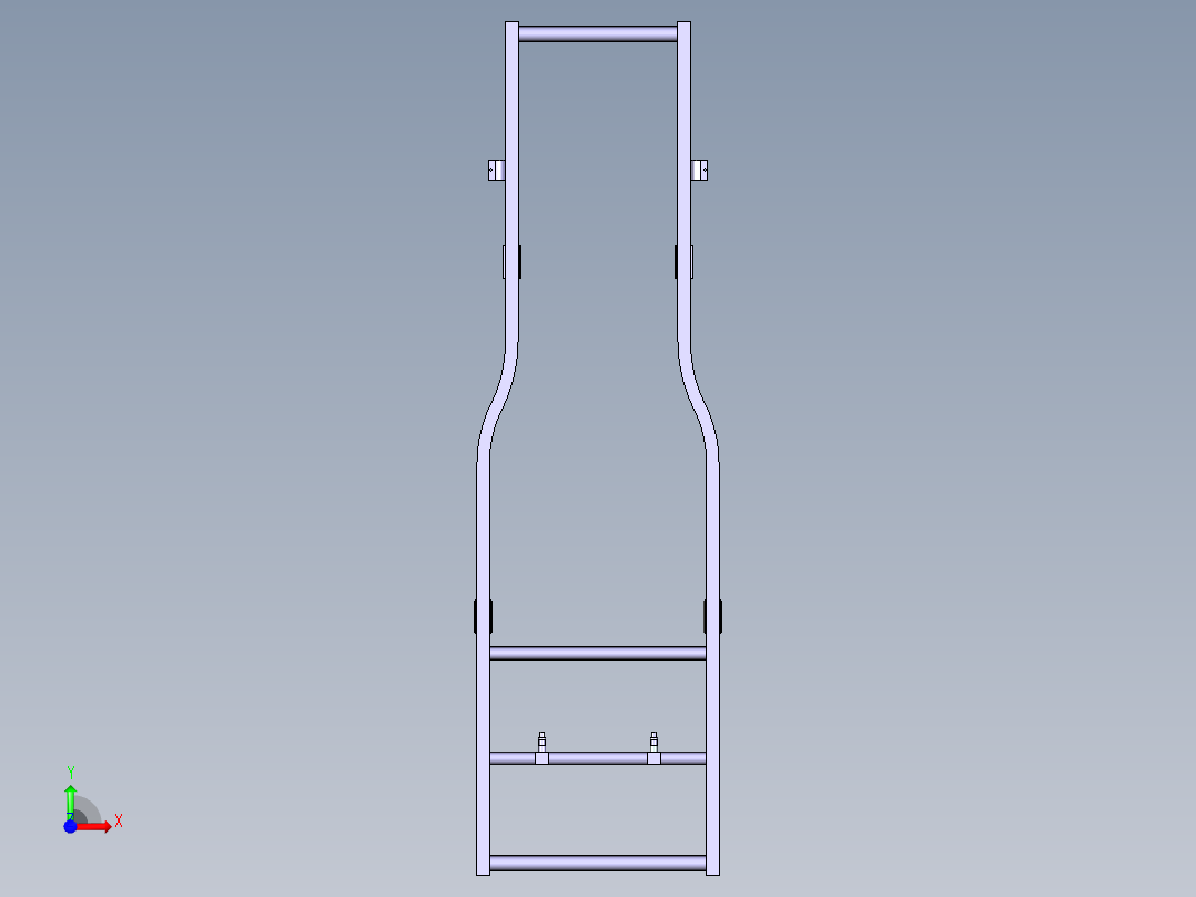 货车悬架底板钢结构3d图纸 钢板弹簧悬架底板钢结构3d三维模型前视图