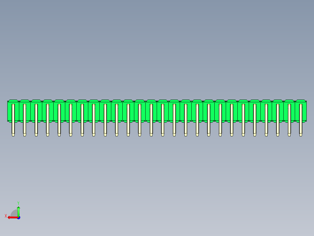 彩色公排针 100mil 2.54mm 系列-DS1022_green_2x26p_100mil_TypeD_rev1.0后视图