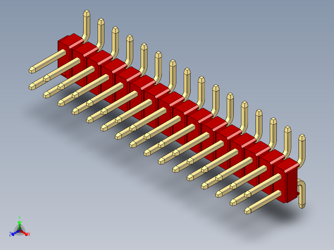 彩色公排针 100mil 2.54mm 系列-DS1022_red_32p_100mil_TypeSMT_rev1.0
