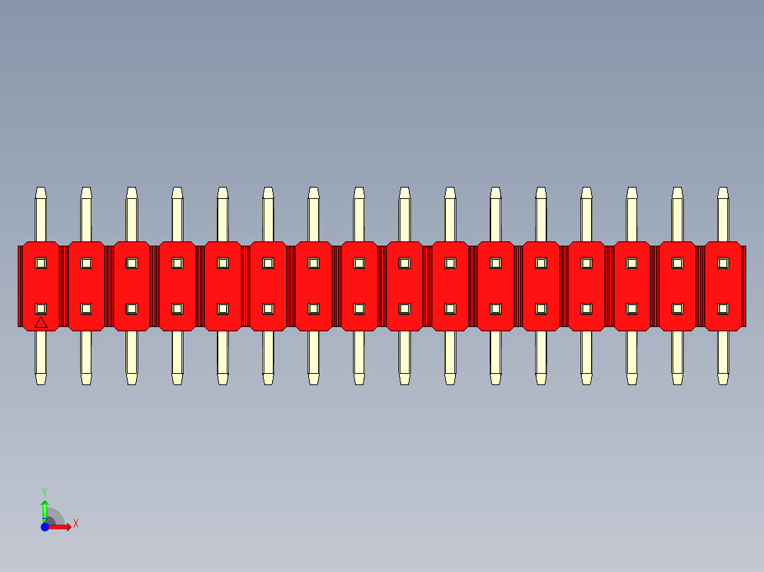 彩色公排针 100mil 2.54mm 系列-DS1022_red_32p_100mil_TypeSMT_rev1.0前视图