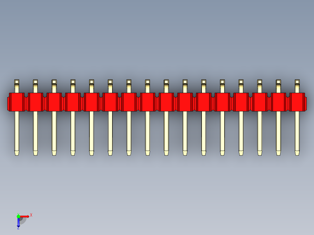 彩色公排针 100mil 2.54mm 系列-DS1022_red_32p_100mil_TypeSMT_rev1.0俯视图