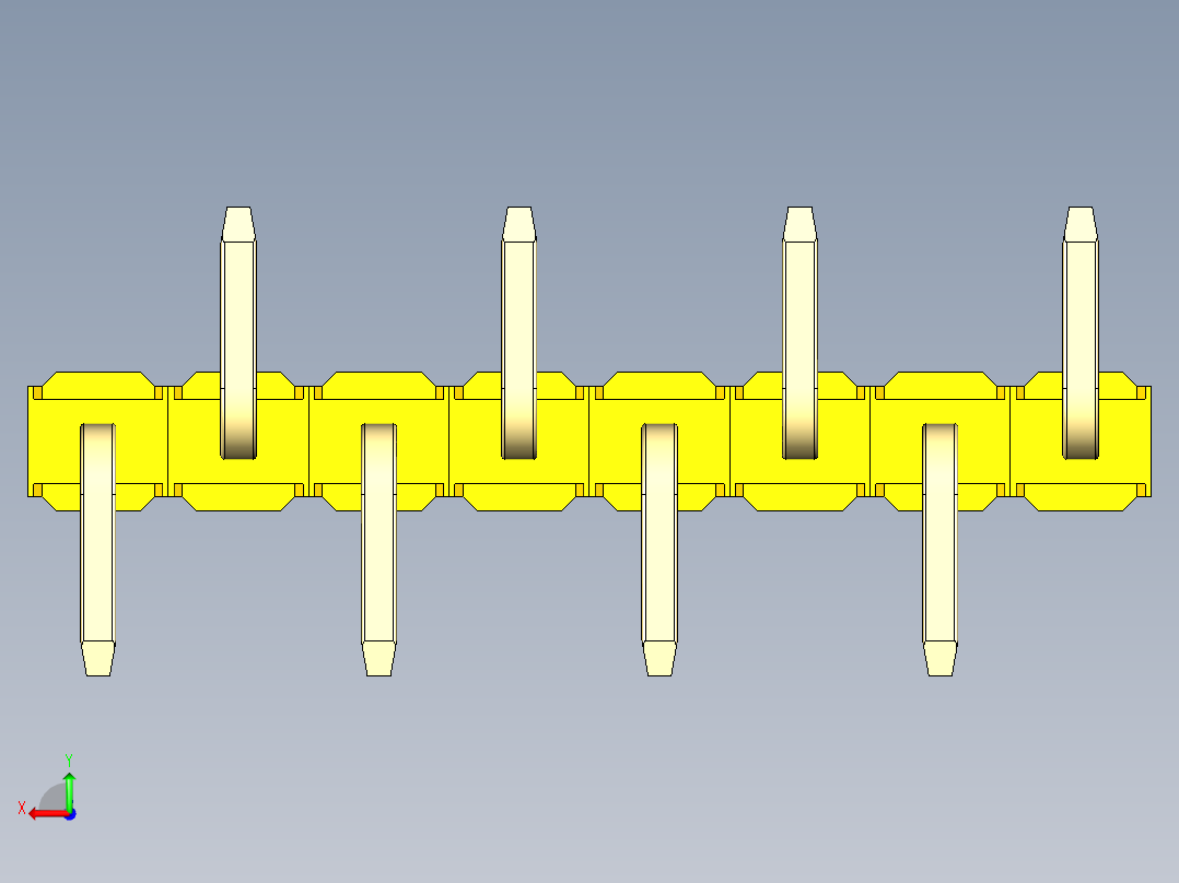 彩色公排针 100mil 2.54mm 系列-DS1022_yellow_08p_100mil_Type_SMT_R1_rev1.0后视图