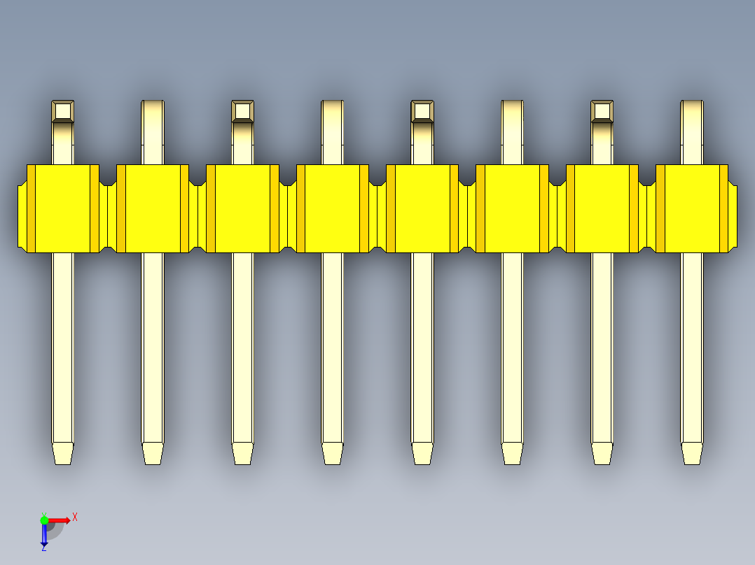 彩色公排针 100mil 2.54mm 系列-DS1022_yellow_08p_100mil_Type_SMT_R1_rev1.0俯视图