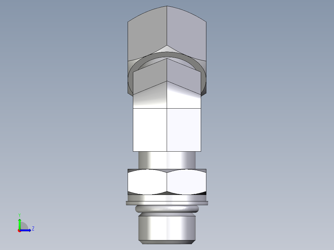 卡套式工业通用硬管接头EO_Adjustable_locknut_45_deg_elbow_VEE10SMORCF左视图