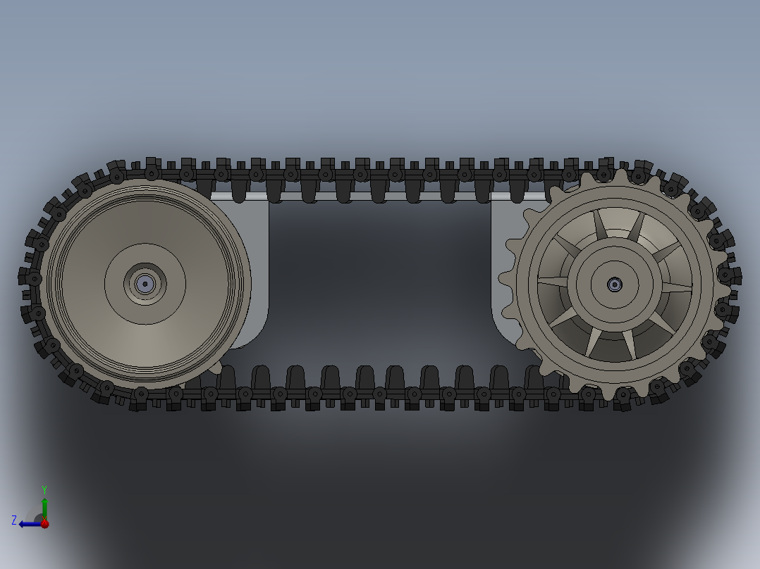 简易履带式底盘三维solidworks右视图