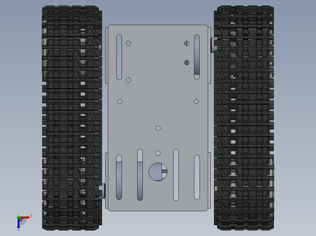 简易履带式底盘三维solidworks俯视图