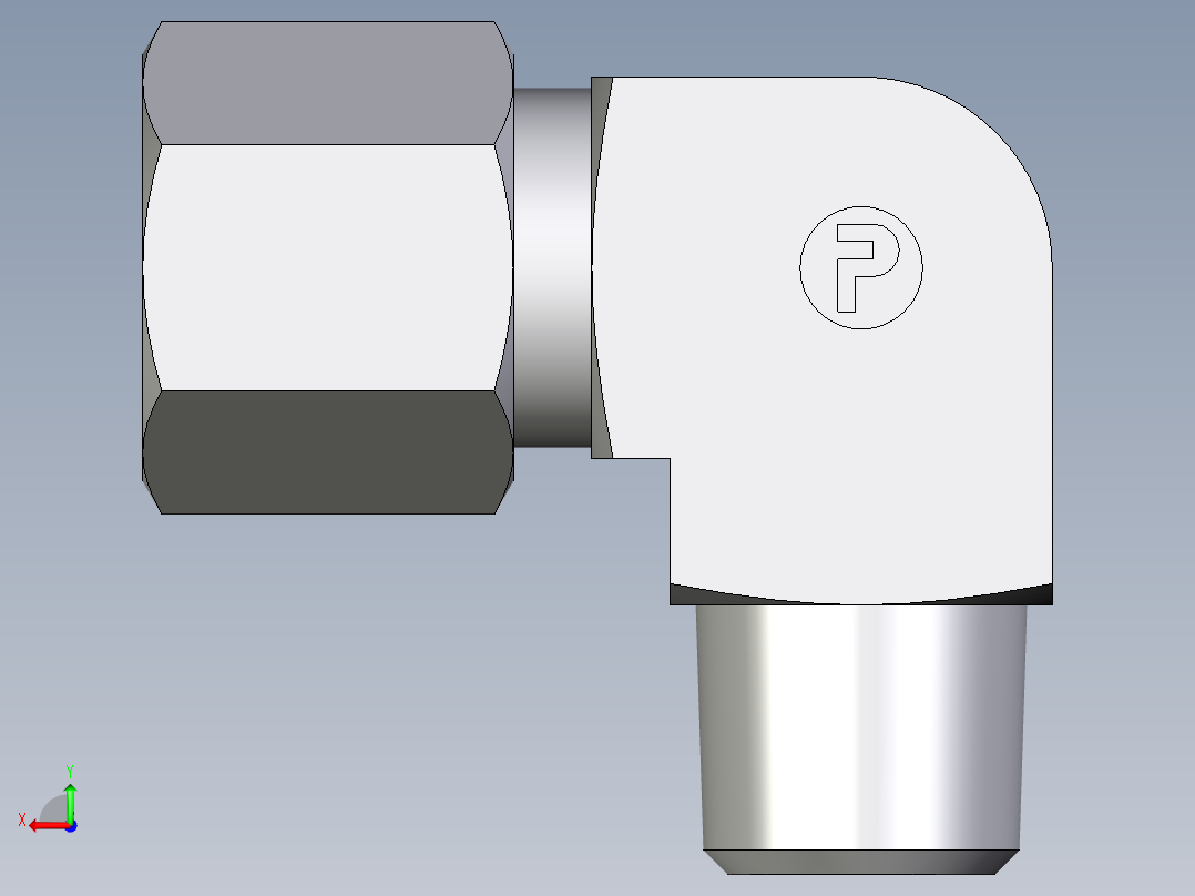 卡套式工业通用硬管接头EO_Male_stud_elbow_WE08SMCF后视图