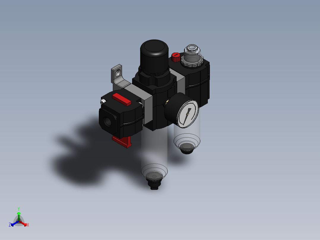 KIT FILTRO REGULADOR LUBRIF. DRENO AUTO 1-4 (BL72-XXX)正等轴测图