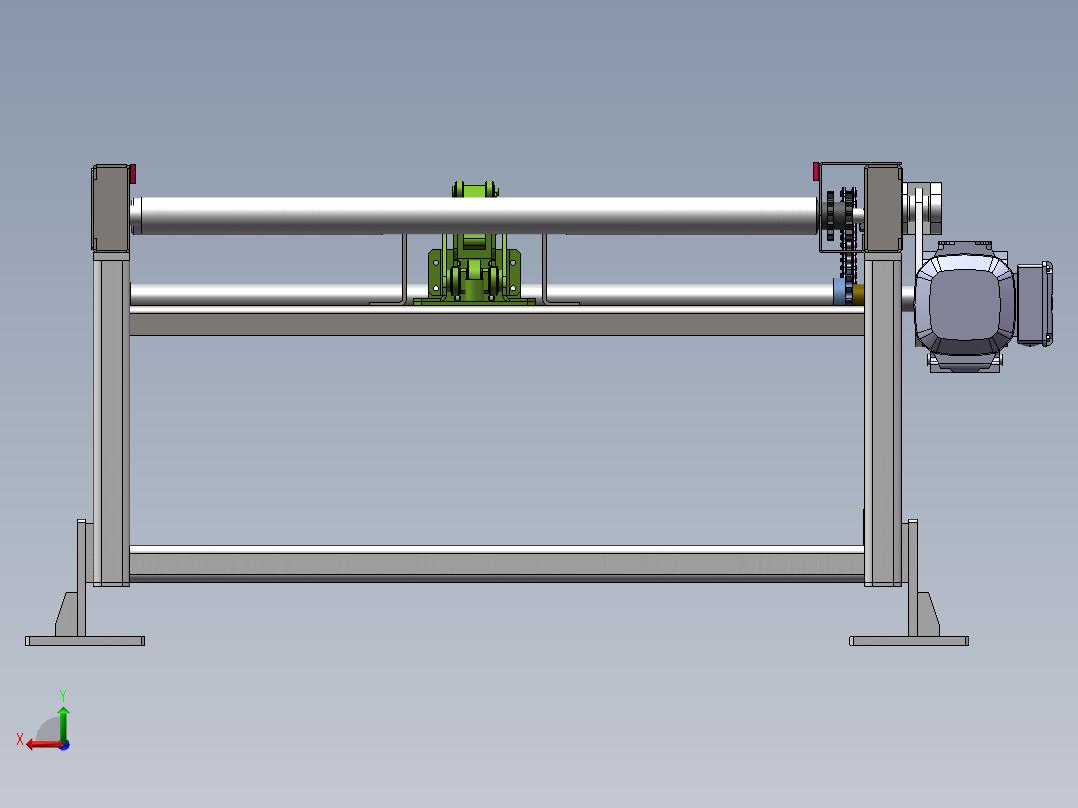 2M单层积放辊筒线sw14可编辑后视图