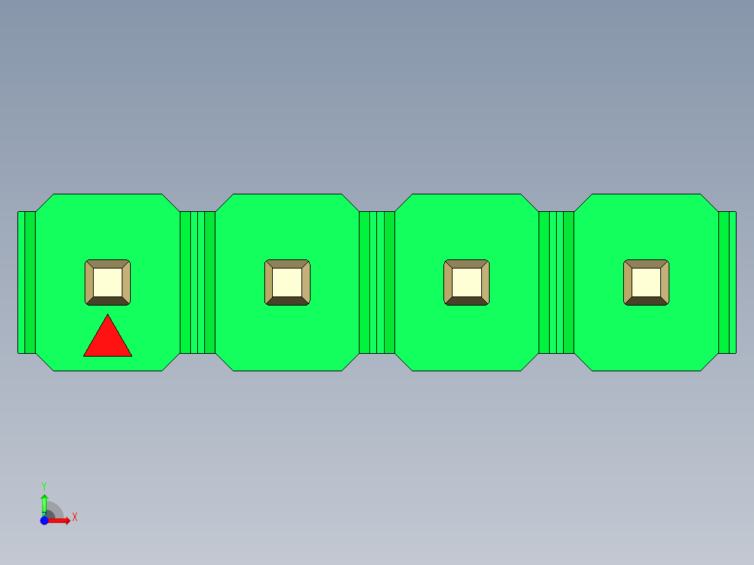 彩色公头100mil（2.54mm）系列-DS1021_green_1x04p_100mil_Type19_rev1.0前视图