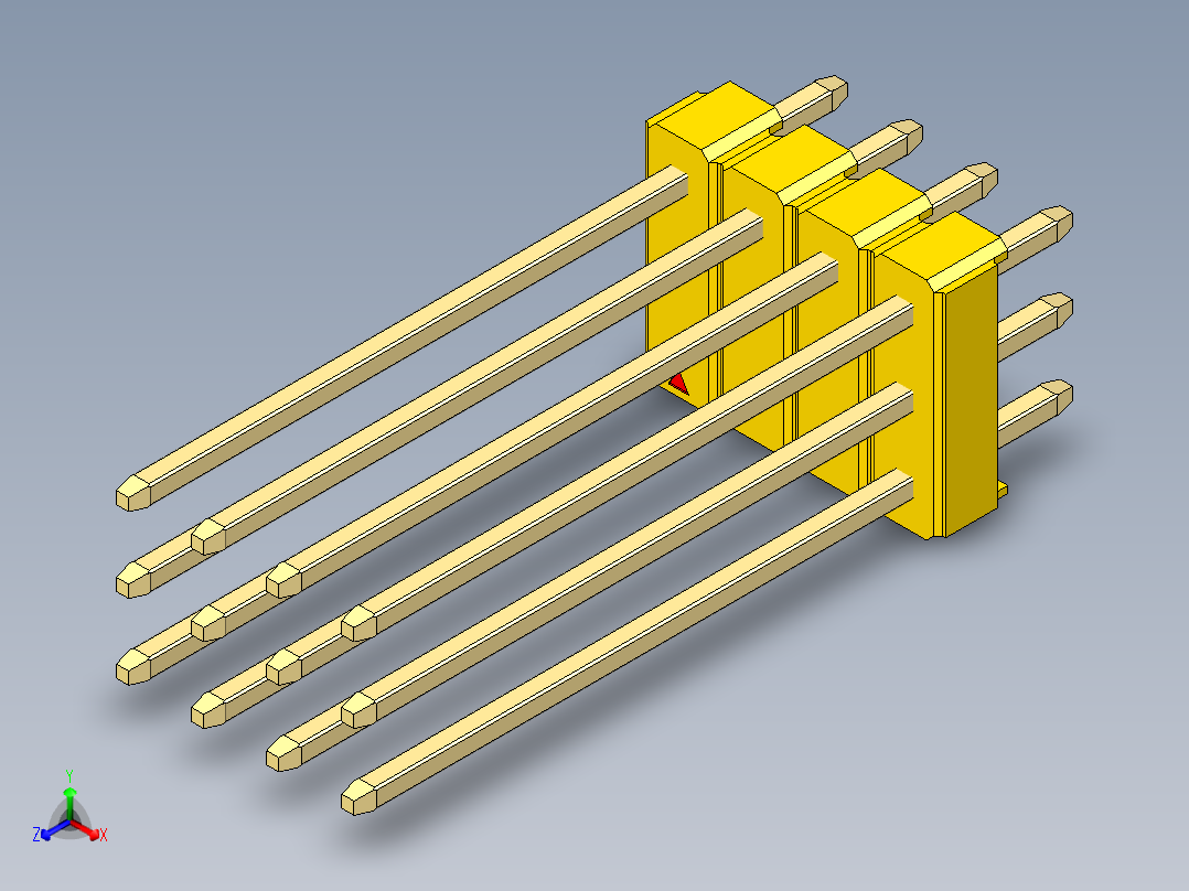彩色公头100mil（2.54mm）系列-DS1021_yellow_3x04p_100mil_Type19_rev1.0