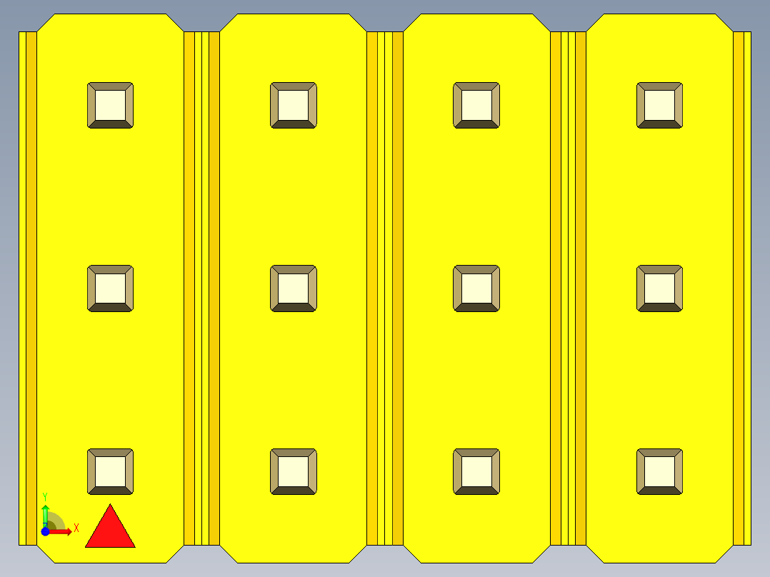 彩色公头100mil（2.54mm）系列-DS1021_yellow_3x04p_100mil_Type19_rev1.0前视图