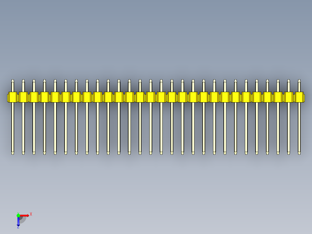 彩色公头100mil（2.54mm）系列-DS1021_yellow_2x28p_100mil_Type5_rev1.0俯视图