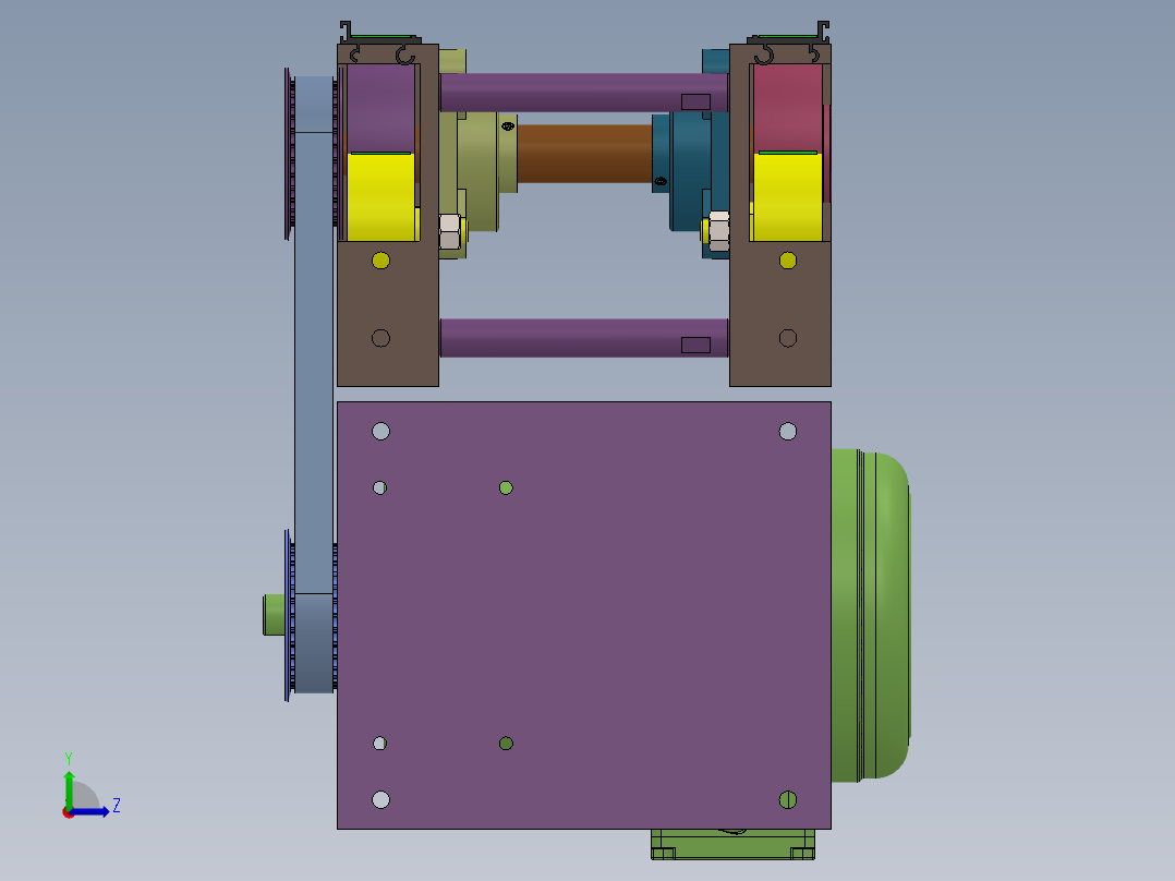 平皮带流水线驱动端模块左视图