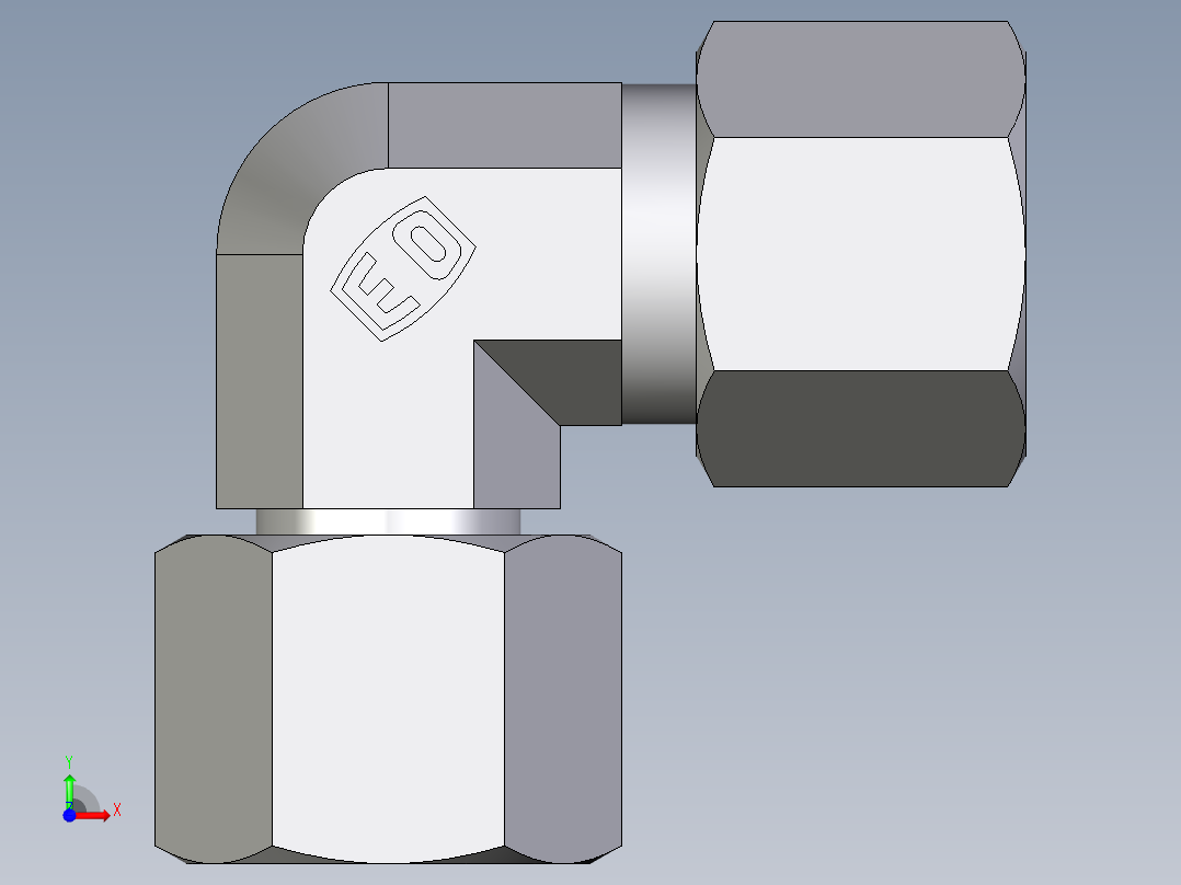 卡套式工业通用硬管接头EO_Swivel_nut_elbow_EW10LCF前视图
