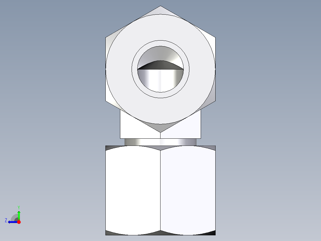 卡套式工业通用硬管接头EO_Swivel_nut_elbow_EW10LCF右视图