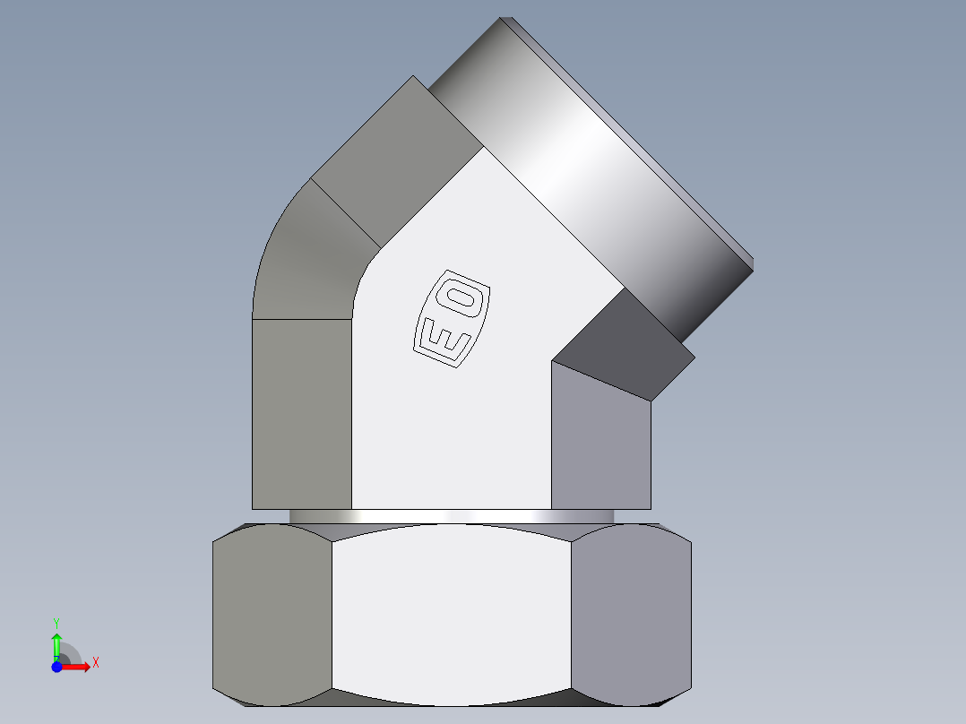 卡套式工业通用硬管接头EO_Swivel_nut_45_deg_elbow_EV42LOMDCF前视图