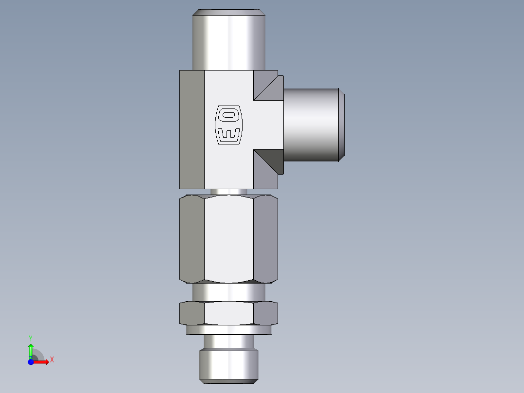 卡套式工业通用硬管接头EO_Assembled_adjustable_standpipe_run_tee_EVL06LROMD71前视图