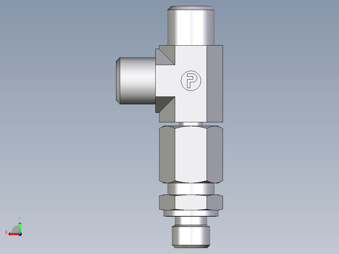 卡套式工业通用硬管接头EO_Assembled_adjustable_standpipe_run_tee_EVL06LROMD71后视图