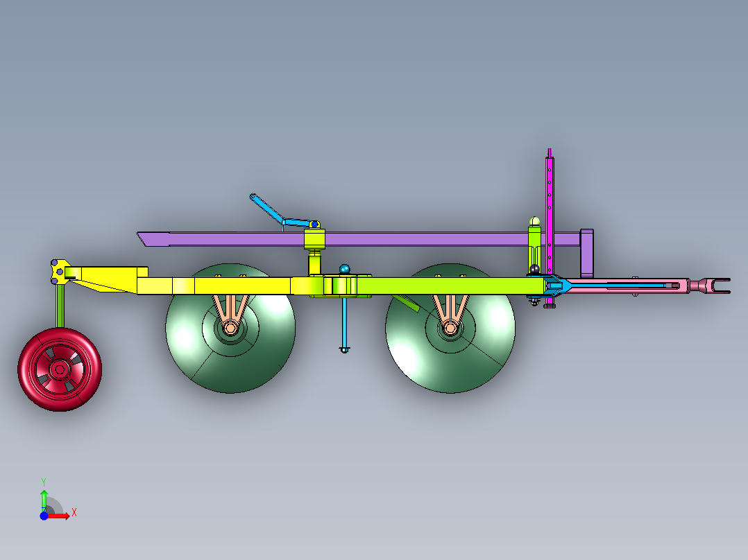 水田耕整翻地机械圆盘犁前视图