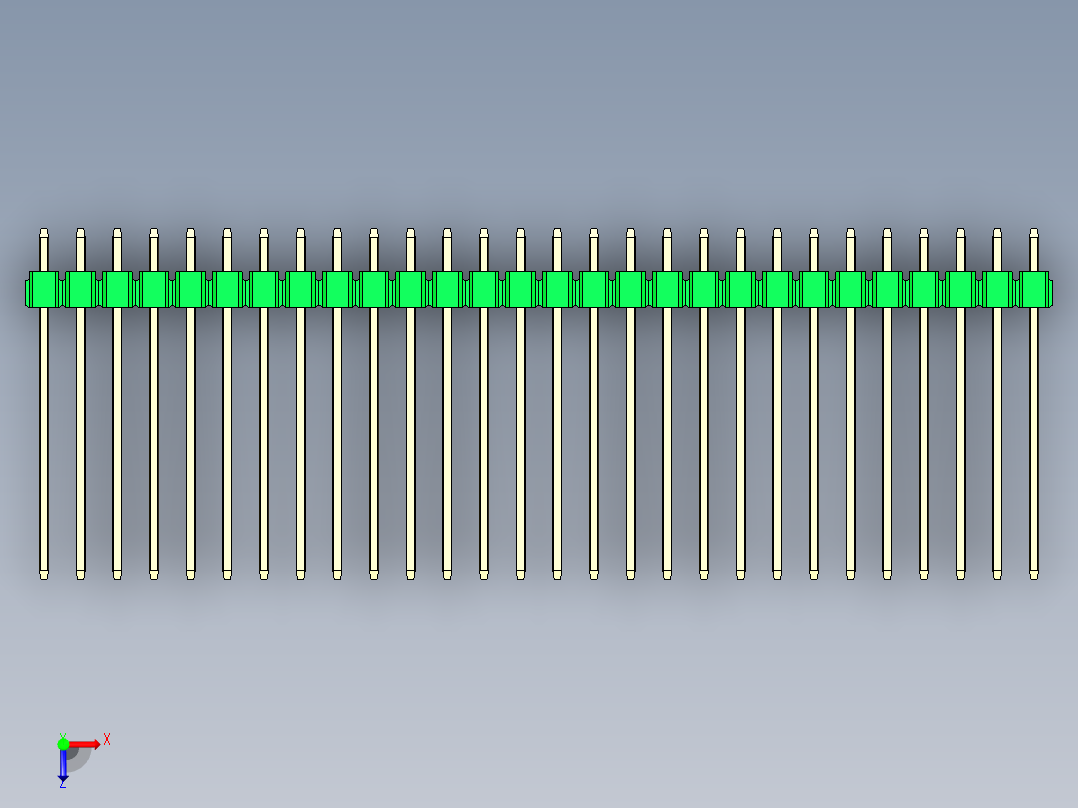 彩色公头100mil（2.54mm）系列-DS1021_green_2x28p_100mil_Type19_rev1.0俯视图