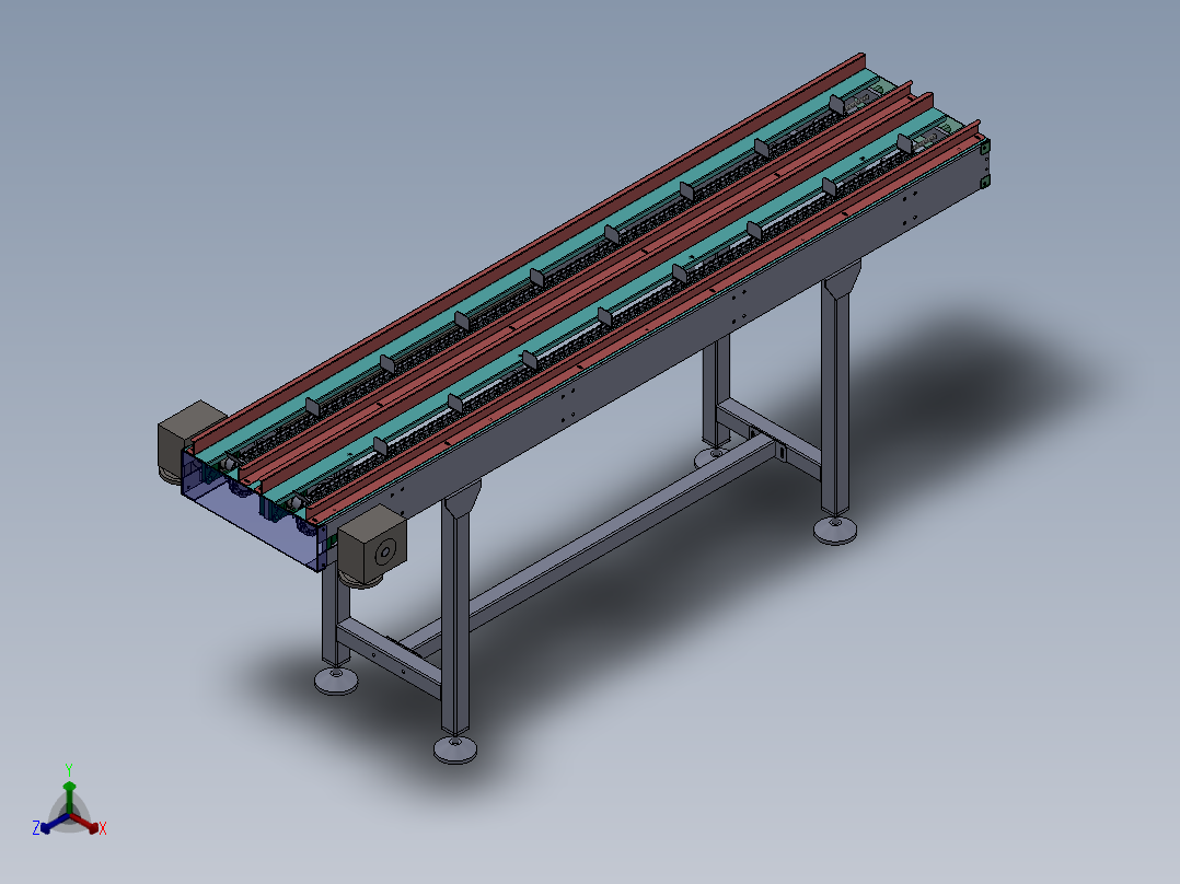 双链条输送机正等轴测图