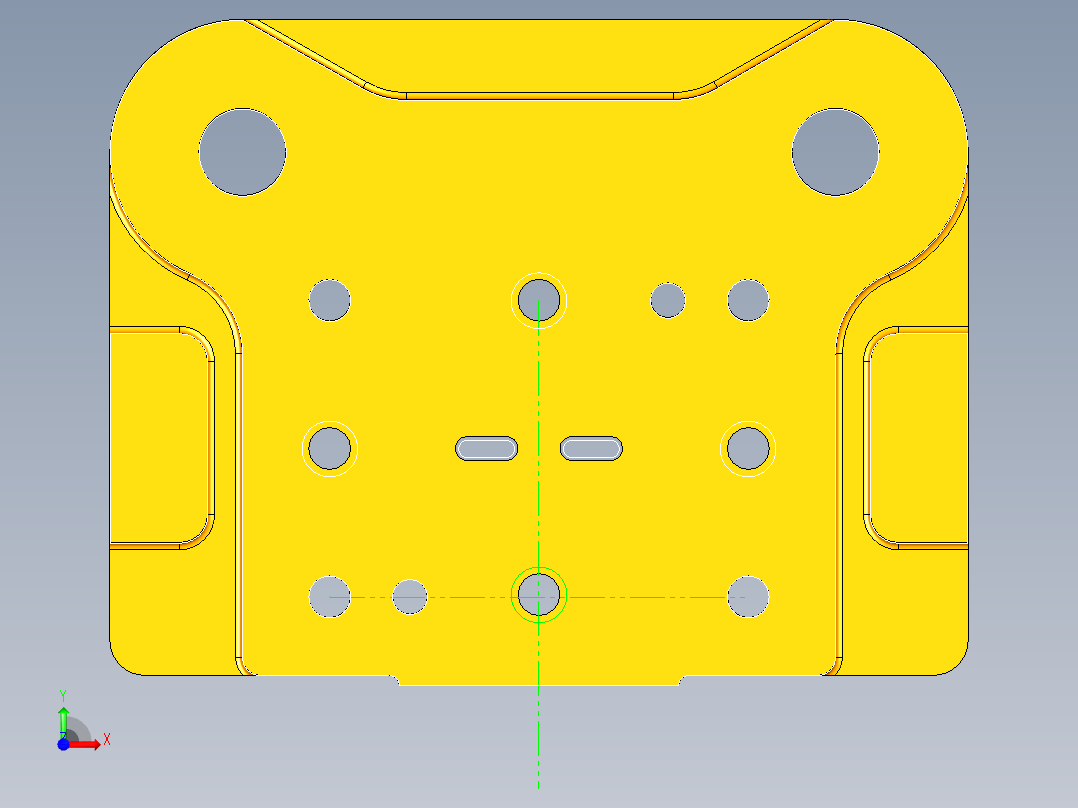 方形垫板冲孔落料复合模（CAD图+UG三维）前视图
