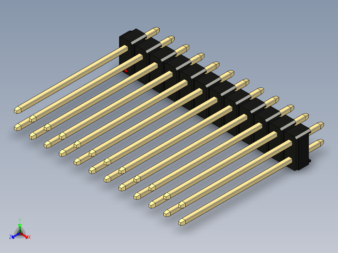彩色公头100mil（2.54mm）系列-DS1021_black_2x12p_100mil_Type19_rev1.0正等轴测图