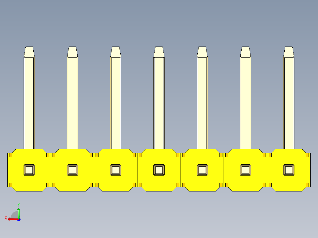 彩色公排针 100mil 2.54mm 系列-DS1022_yellow_07p_100mil_TypeU_rev1.0后视图