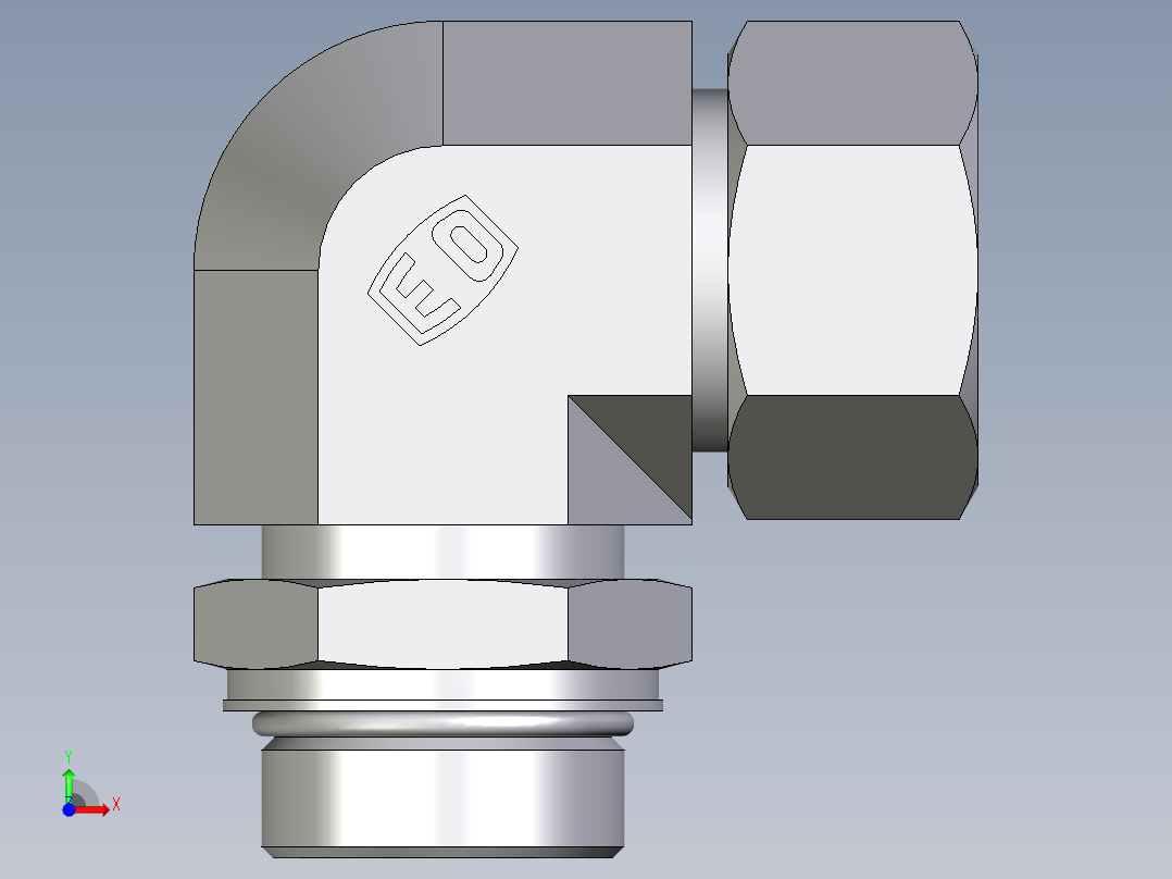 卡套式工业通用硬管接头EO_Adjustable_Locknut_elbow_WEE30SMORCF前视图
