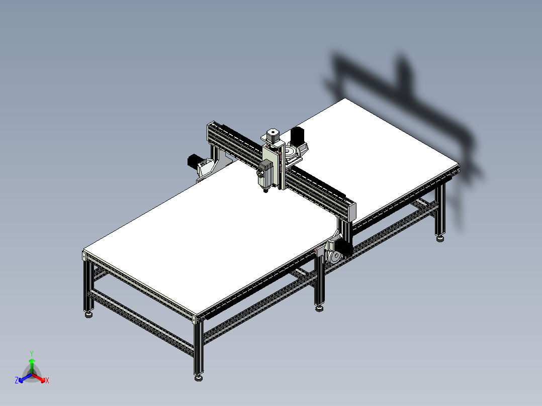 木材铝CNC数控雕刻机正等轴测图