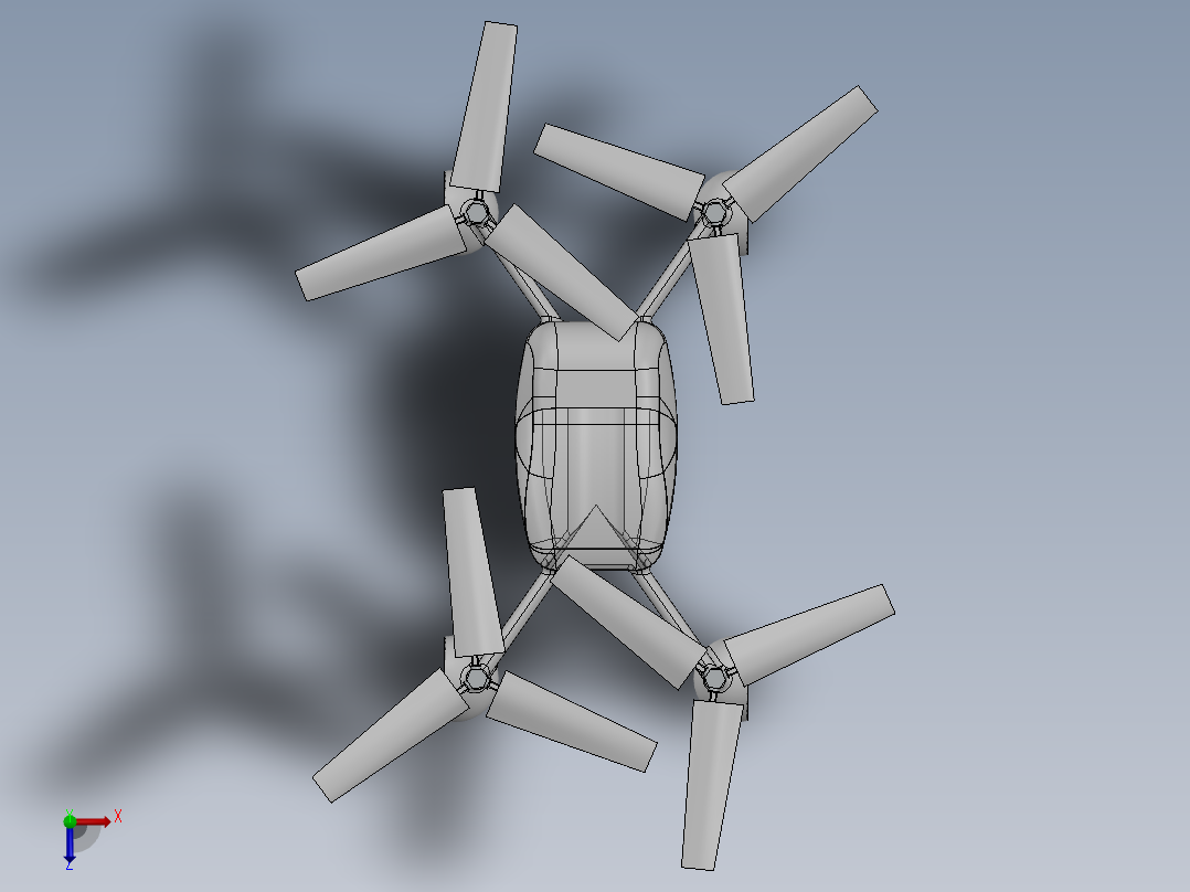 直升机概念轮廓俯视图
