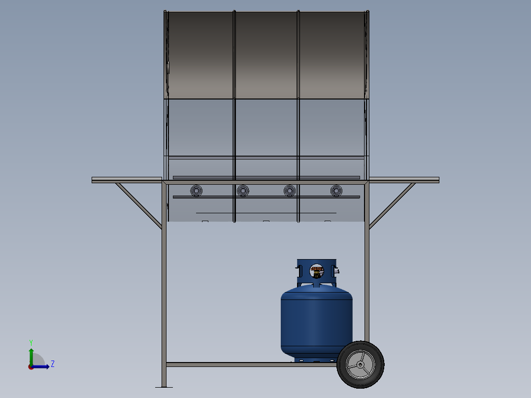 圆筒烧烤炉左视图
