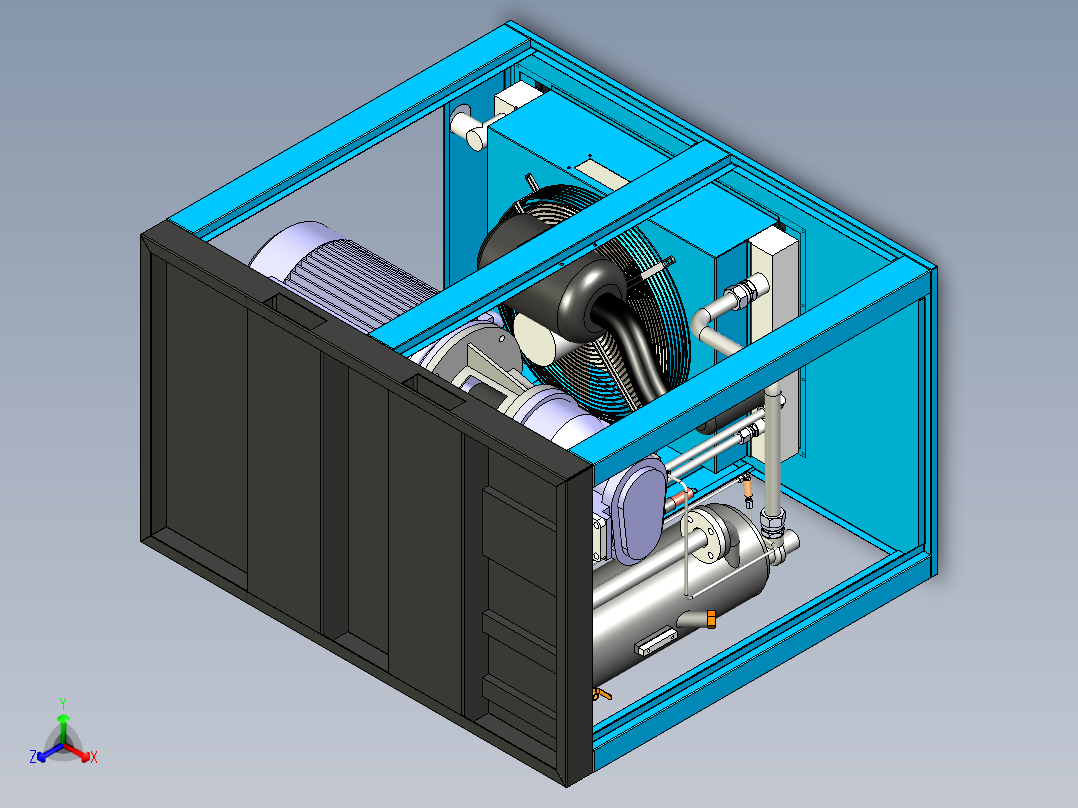 空气压缩机设计建模图正等轴测图