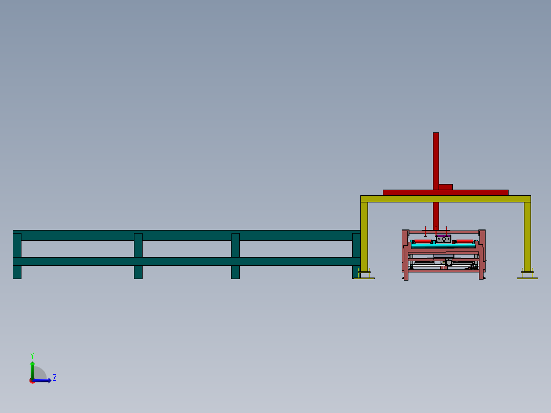 纸箱打包双组蓓链传送生产线sw17可编辑左视图