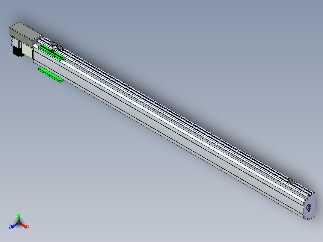 同步带滑台-半封闭B13H-L45-S1500-R-P40-D3正等轴测图