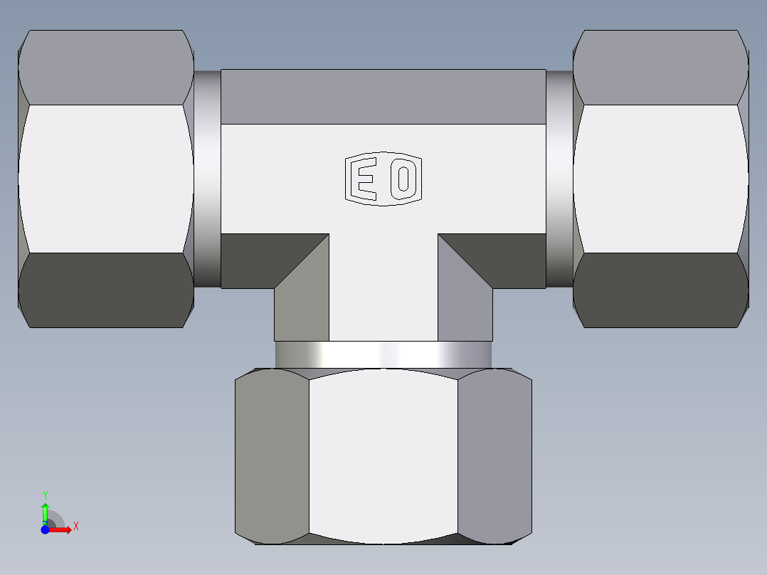 卡套式工业通用硬管接头EO_Union_tee_T12LLCF前视图