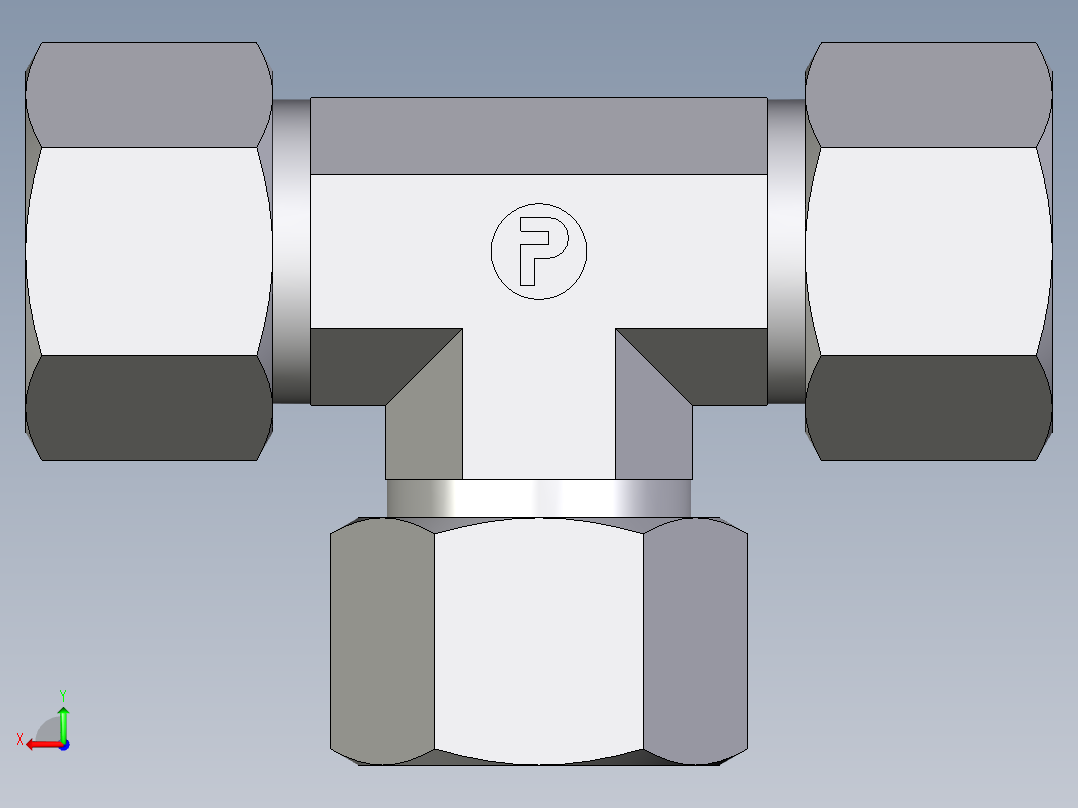 卡套式工业通用硬管接头EO_Union_tee_T12LLCF后视图
