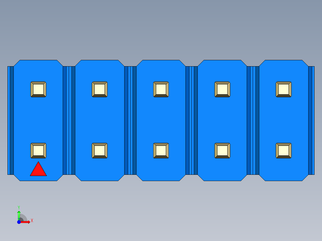 彩色公头100mil（2.54mm）系列-DS1021_blue_2x05p_100mil_Type5_rev1.0前视图