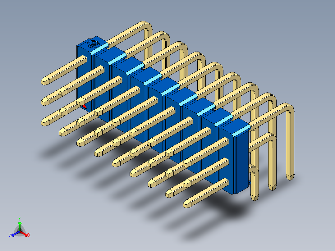 彩色公排针 100mil 2.54mm 系列-DS1022_blue_3x09p_100mil_TypeD_rev1.0