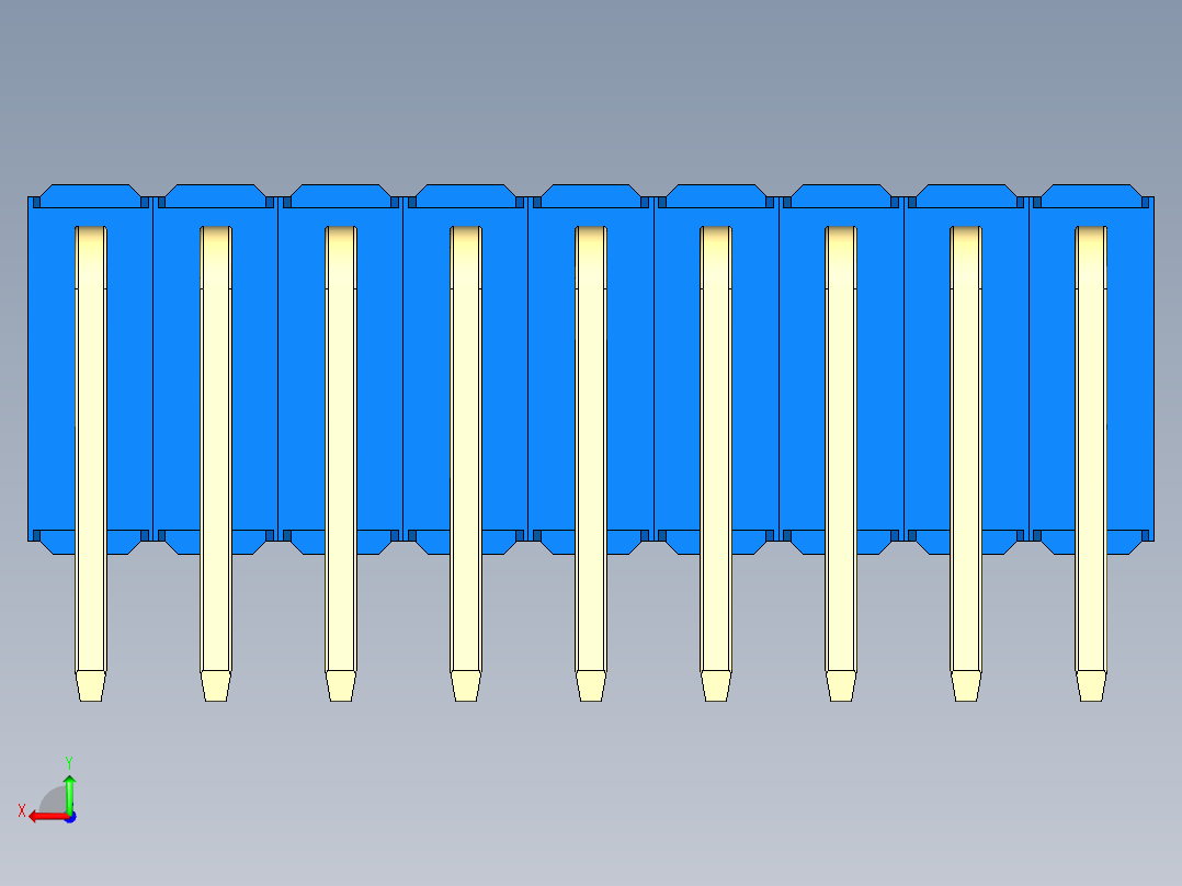 彩色公排针 100mil 2.54mm 系列-DS1022_blue_3x09p_100mil_TypeD_rev1.0后视图