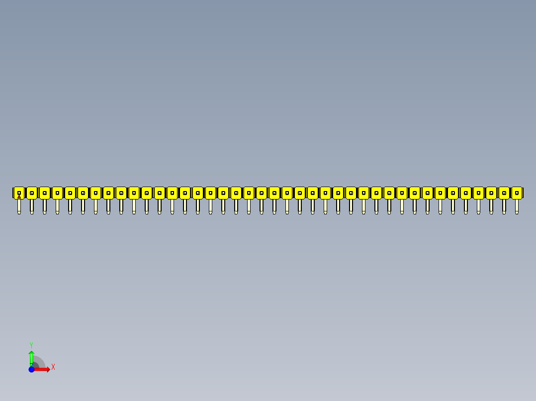 彩色公排针 100mil 2.54mm 系列-DS1022_yellow_1x40p_100mil_TypeD_rev1.0前视图