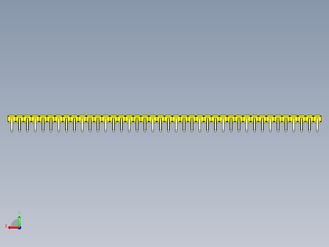 彩色公排针 100mil 2.54mm 系列-DS1022_yellow_1x40p_100mil_TypeD_rev1.0后视图