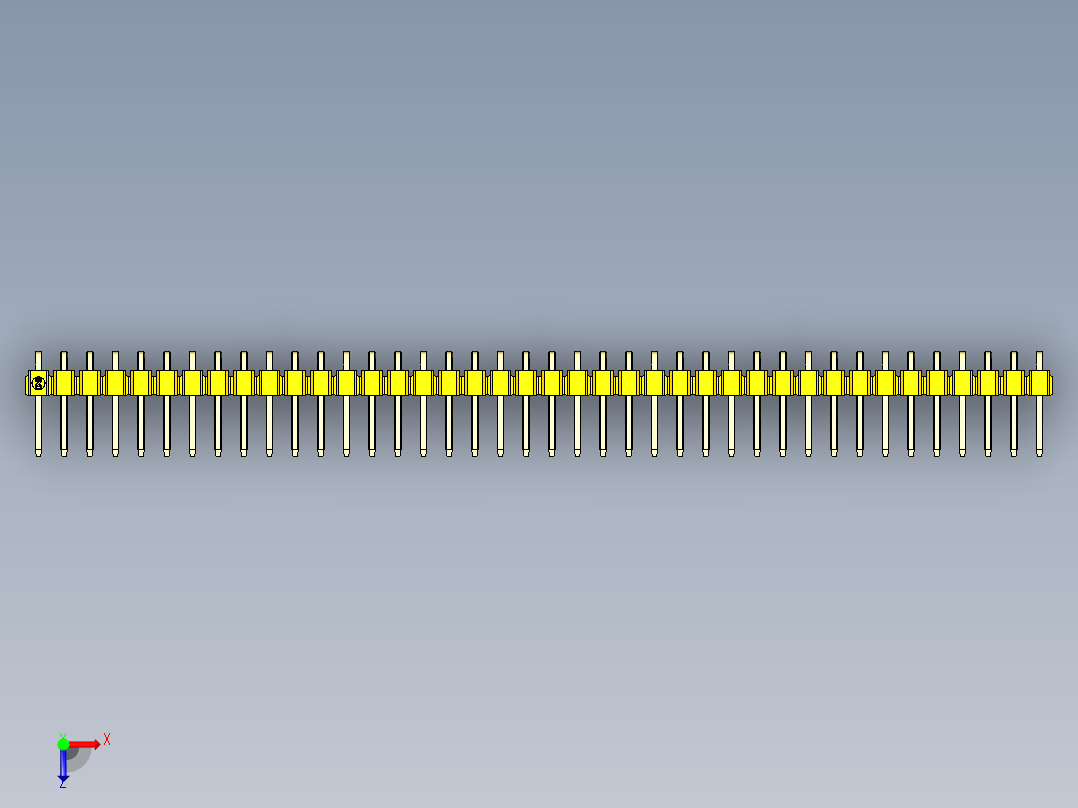 彩色公排针 100mil 2.54mm 系列-DS1022_yellow_1x40p_100mil_TypeD_rev1.0俯视图