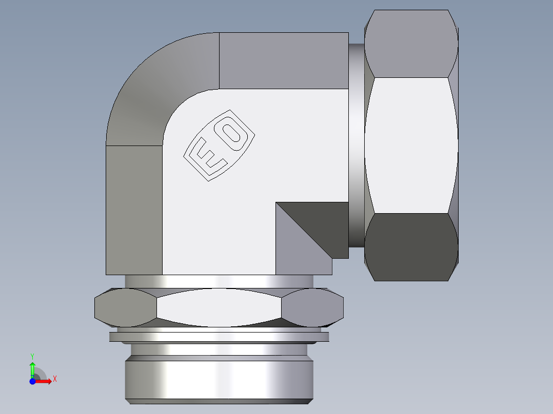卡套式工业通用硬管接头EO_Adjustable_Locknut_elbow_WEE42ZLMCF前视图