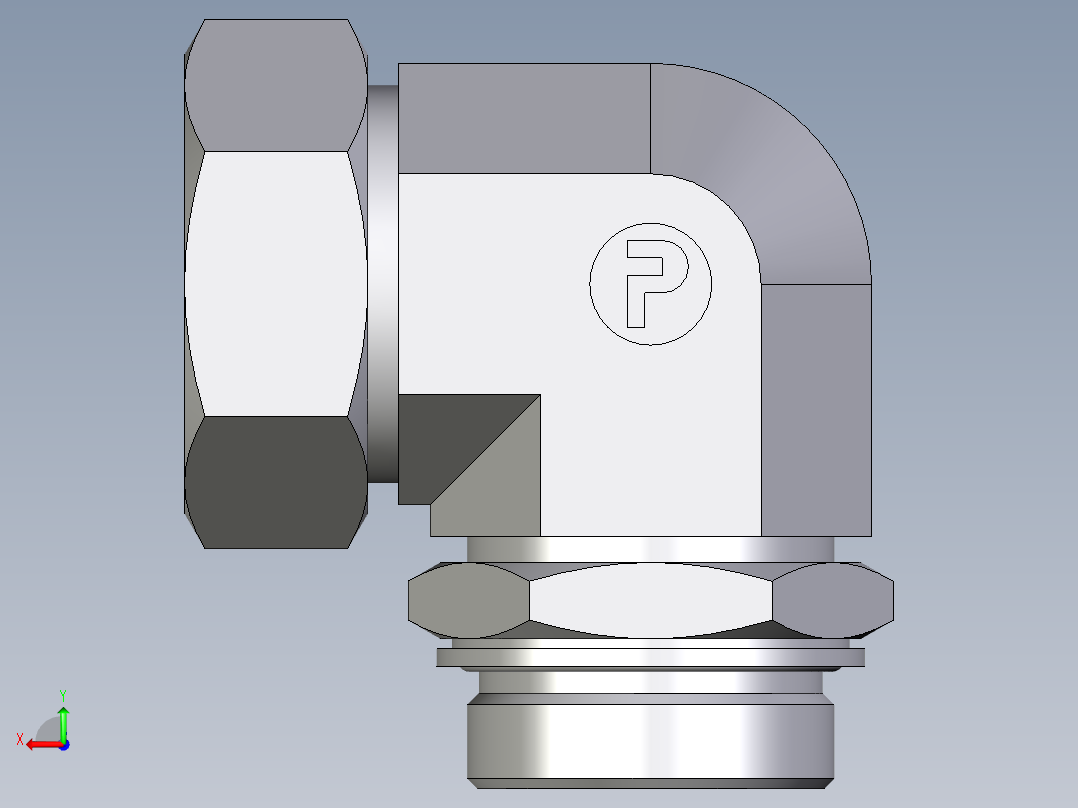 卡套式工业通用硬管接头EO_Adjustable_Locknut_elbow_WEE42ZLMCF后视图