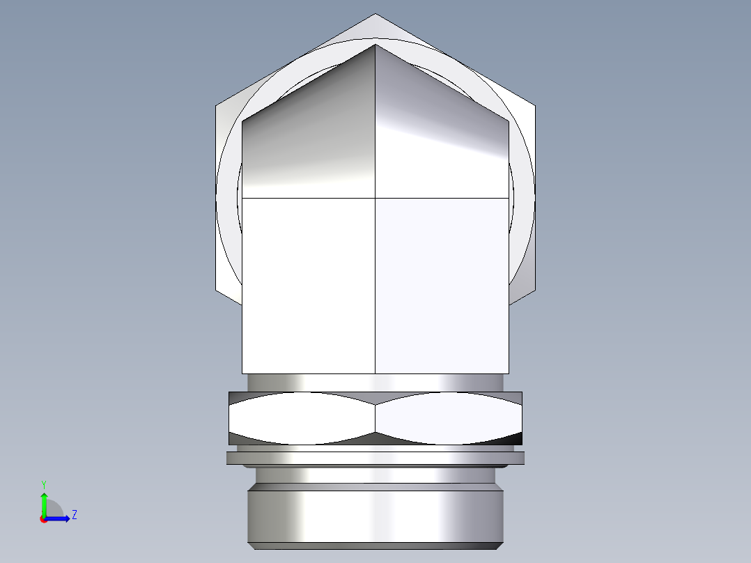 卡套式工业通用硬管接头EO_Adjustable_Locknut_elbow_WEE42ZLMCF左视图