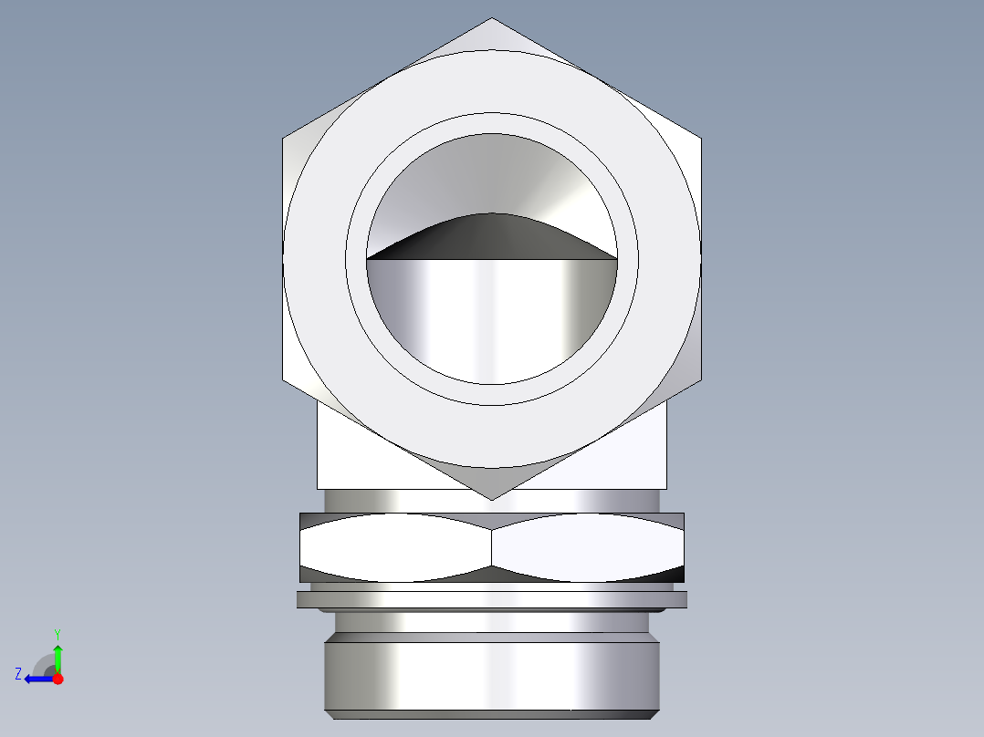 卡套式工业通用硬管接头EO_Adjustable_Locknut_elbow_WEE42ZLMCF右视图