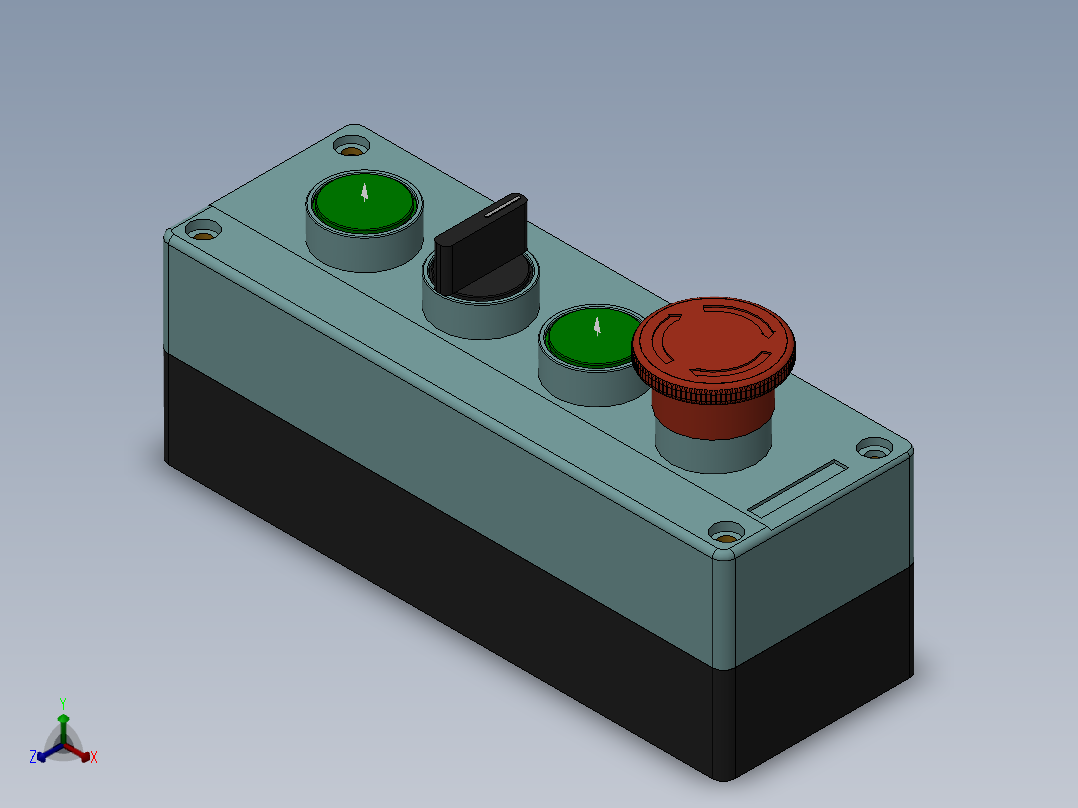 10常用按钮、开关、按钮盒正等轴测图